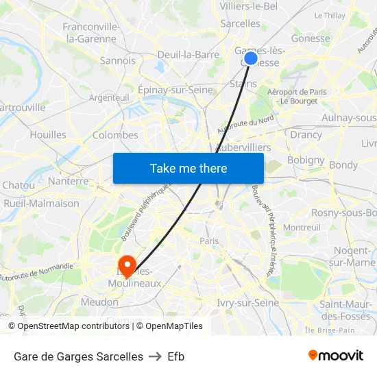 Gare de Garges Sarcelles to Efb map