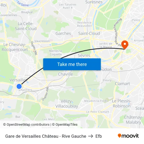 Gare de Versailles Château - Rive Gauche to Efb map