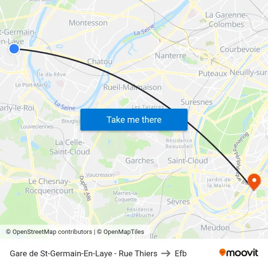 Gare de Saint-Germain-En-Laye - Rue Thiers to Efb map