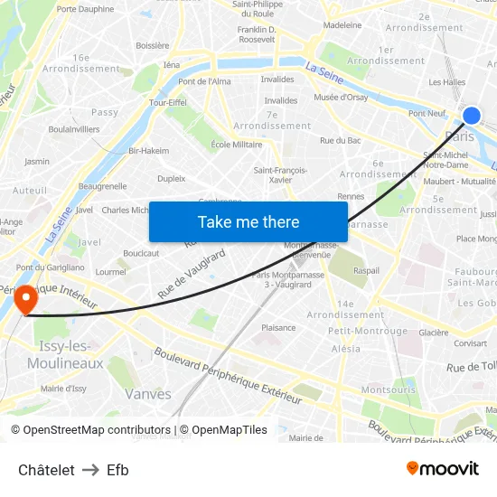 Châtelet to Efb map