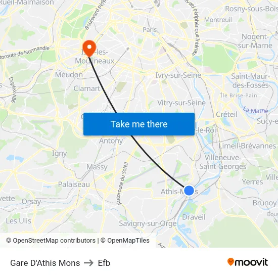 Gare D'Athis Mons to Efb map