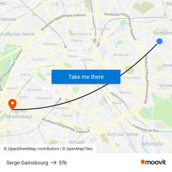 Serge Gainsbourg to Efb map