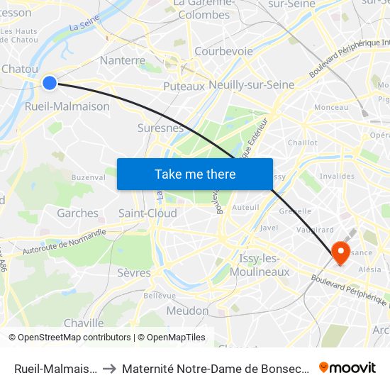 Rueil-Malmaison to Maternité Notre-Dame de Bonsecours map