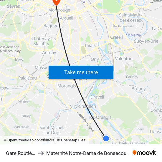 Gare Routière to Maternité Notre-Dame de Bonsecours map