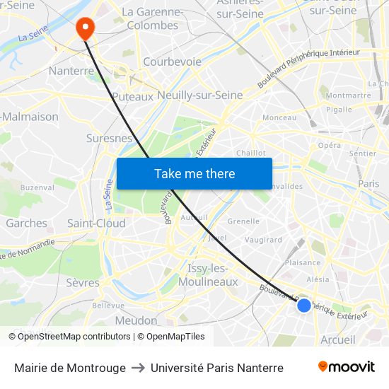 Mairie de Montrouge to Université Paris Nanterre map