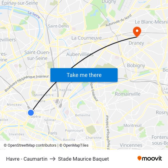 Havre - Caumartin to Stade Maurice Baquet map