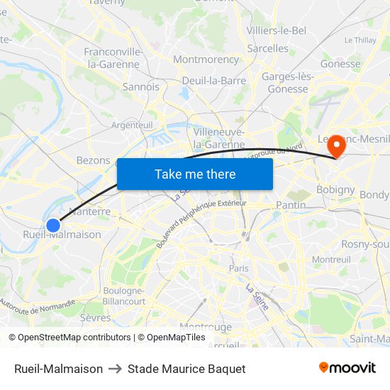 Rueil-Malmaison to Stade Maurice Baquet map
