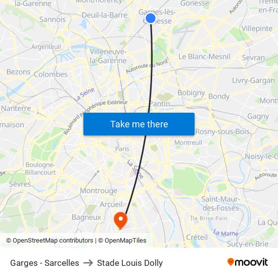Garges - Sarcelles to Stade Louis Dolly map