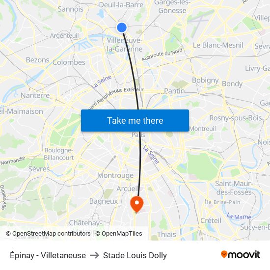 Épinay - Villetaneuse to Stade Louis Dolly map