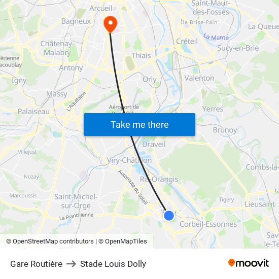 Gare Routière to Stade Louis Dolly map