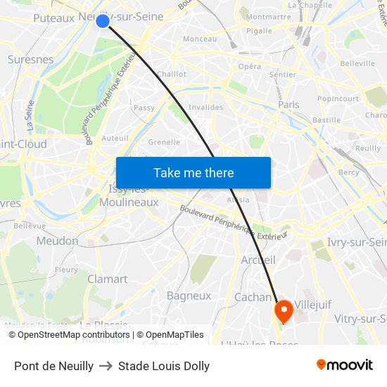 Pont de Neuilly to Stade Louis Dolly map