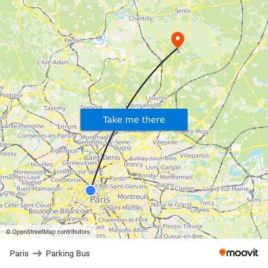Paris to Parking Bus map