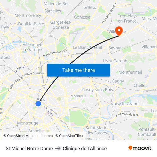 St Michel Notre Dame to Clinique de L'Alliance map