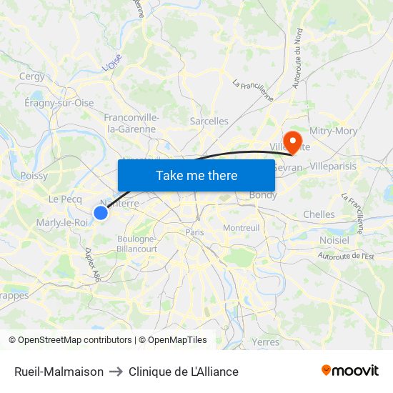 Rueil-Malmaison to Clinique de L'Alliance map
