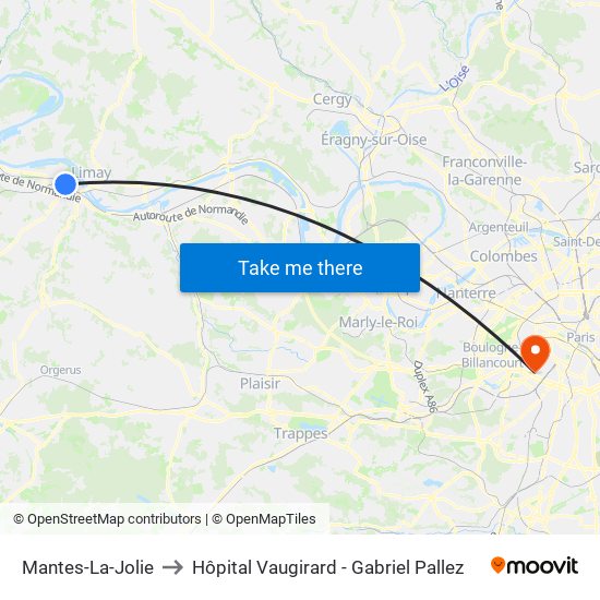 Mantes-La-Jolie to Hôpital Vaugirard - Gabriel Pallez map