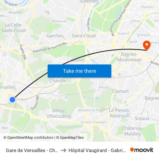 Gare de Versailles - Chantiers to Hôpital Vaugirard - Gabriel Pallez map