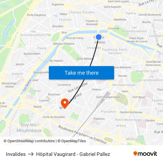 Invalides to Hôpital Vaugirard - Gabriel Pallez map