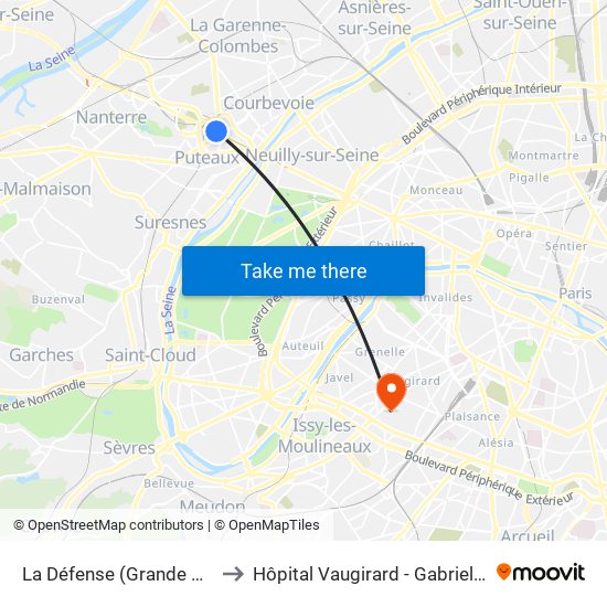 La Défense (Grande Arche) to Hôpital Vaugirard - Gabriel Pallez map