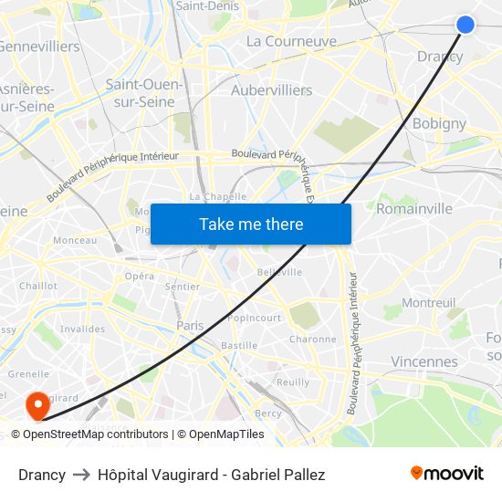 Drancy to Hôpital Vaugirard - Gabriel Pallez map