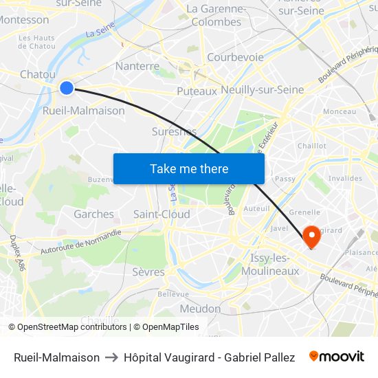 Rueil-Malmaison to Hôpital Vaugirard - Gabriel Pallez map