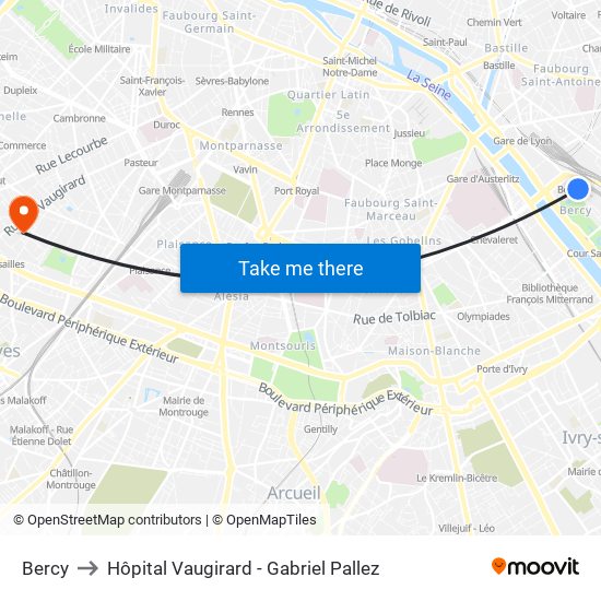 Bercy to Hôpital Vaugirard - Gabriel Pallez map