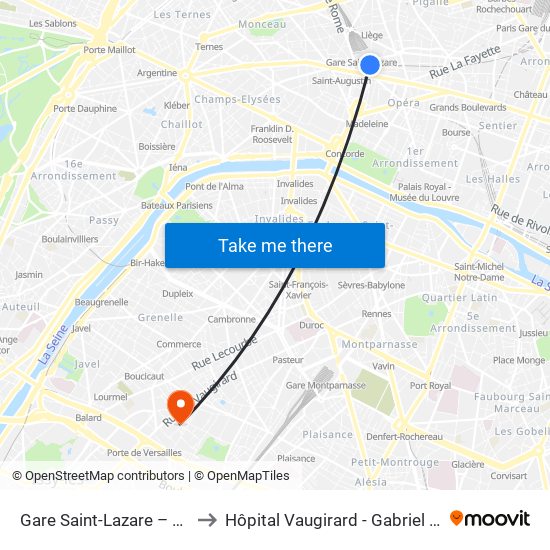 Gare Saint-Lazare – Havre to Hôpital Vaugirard - Gabriel Pallez map