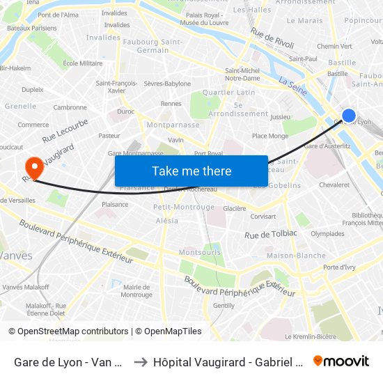 Gare de Lyon - Van Gogh to Hôpital Vaugirard - Gabriel Pallez map