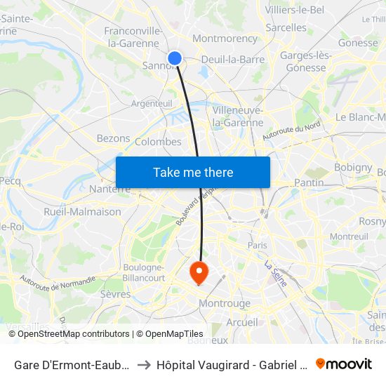Gare D'Ermont-Eaubonne to Hôpital Vaugirard - Gabriel Pallez map