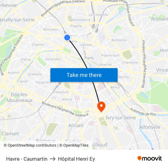 Havre - Caumartin to Hôpital Henri Ey map