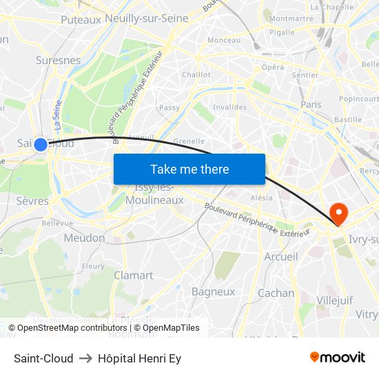 Saint-Cloud to Hôpital Henri Ey map