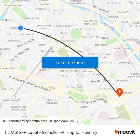 La Motte-Picquet - Grenelle to Hôpital Henri Ey map