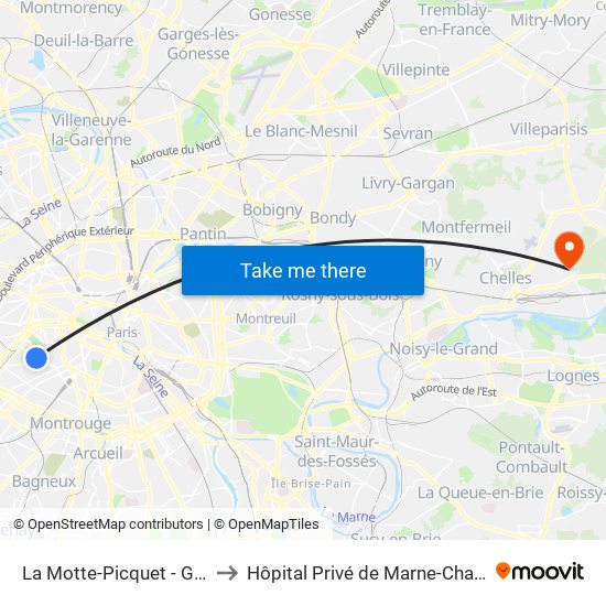 La Motte-Picquet - Grenelle to Hôpital Privé de Marne-Chantereine map