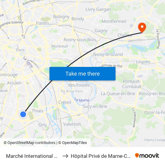 Marché International de Rungis to Hôpital Privé de Marne-Chantereine map