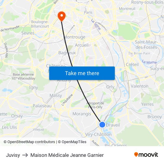 Juvisy to Maison Médicale Jeanne Garnier map