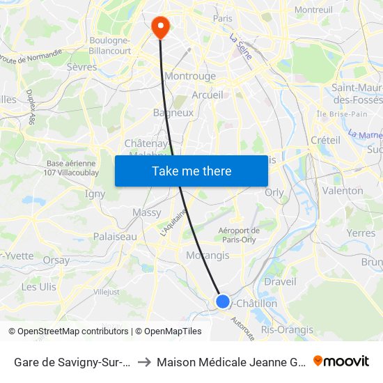 Gare de Savigny-Sur-Orge to Maison Médicale Jeanne Garnier map