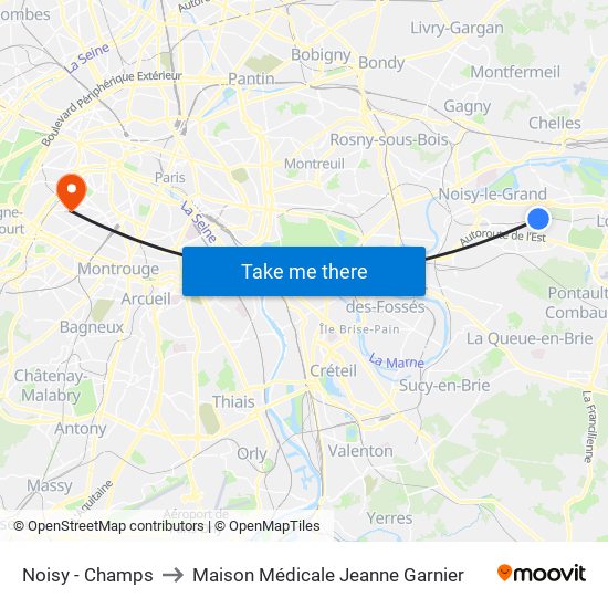 Noisy - Champs to Maison Médicale Jeanne Garnier map