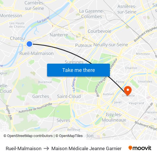 Rueil-Malmaison to Maison Médicale Jeanne Garnier map