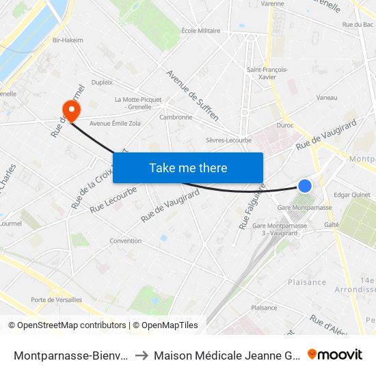 Montparnasse-Bienvenue to Maison Médicale Jeanne Garnier map