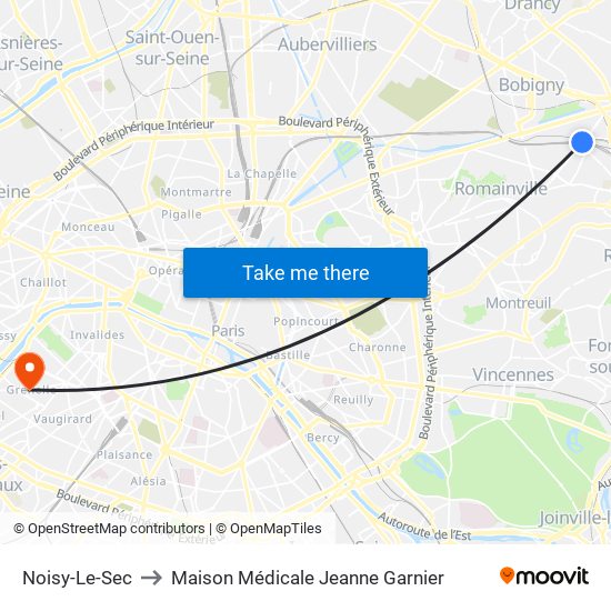 Noisy-Le-Sec to Maison Médicale Jeanne Garnier map