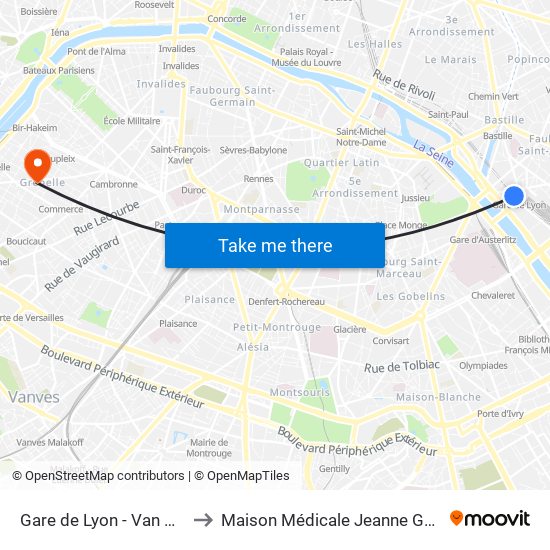 Gare de Lyon - Van Gogh to Maison Médicale Jeanne Garnier map
