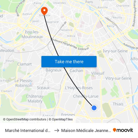 Marché International de Rungis to Maison Médicale Jeanne Garnier map