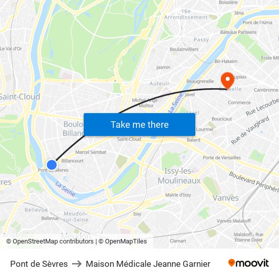 Pont de Sèvres to Maison Médicale Jeanne Garnier map