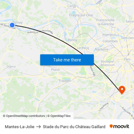 Mantes-La-Jolie to Stade du Parc du Château Gaillard map