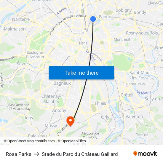 Rosa Parks to Stade du Parc du Château Gaillard map