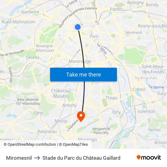 Miromesnil to Stade du Parc du Château Gaillard map