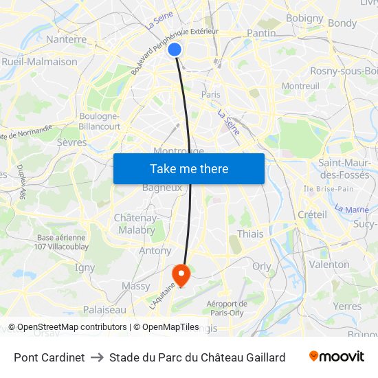 Pont Cardinet to Stade du Parc du Château Gaillard map
