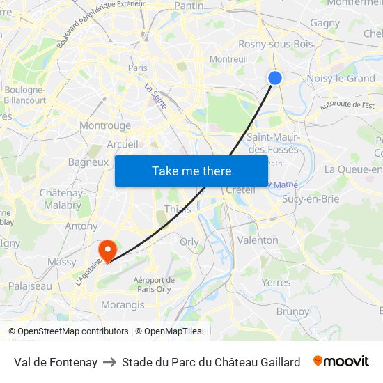 Val de Fontenay to Stade du Parc du Château Gaillard map