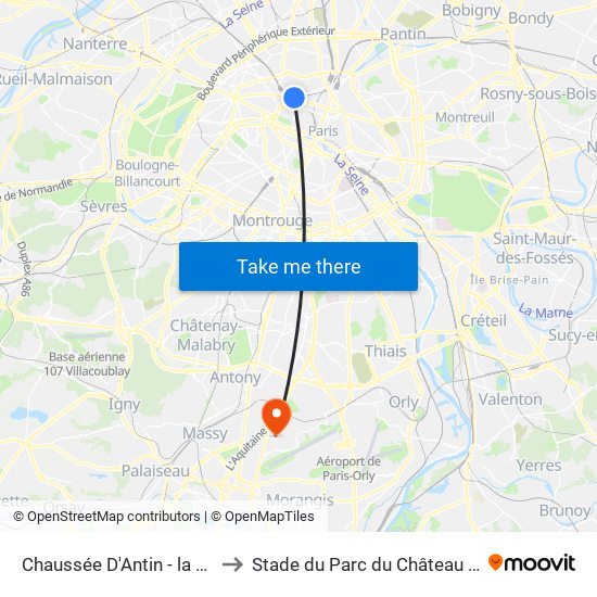 Chaussée D'Antin - la Fayette to Stade du Parc du Château Gaillard map