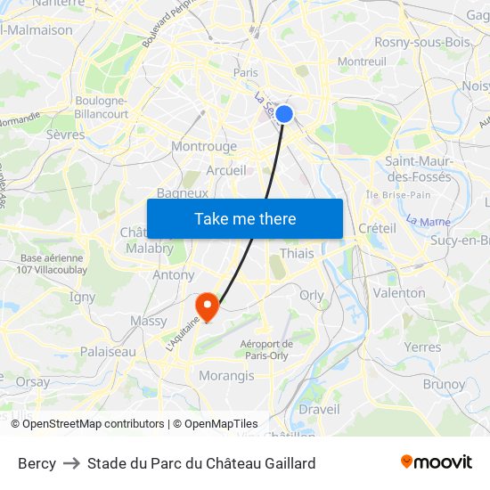 Bercy to Stade du Parc du Château Gaillard map