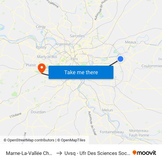Marne-La-Vallée Chessy to Uvsq - Ufr Des Sciences Sociales map